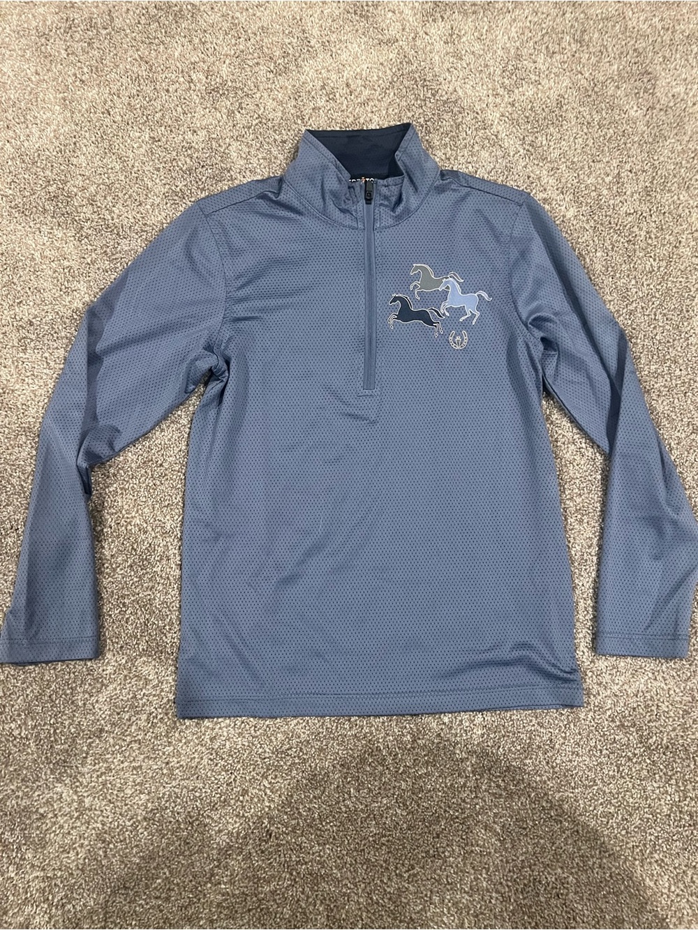 Kerrits Kids Blue Long Sleeve Shirt with Horse Graphic